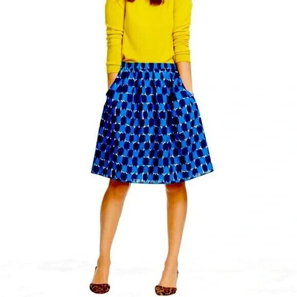 Boden Skirt Women 4 R Blue Millie A-Line Abstract Print Stretch Waistband Lined - Picture 10 of 11